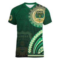 Saineha High School Women V-Neck T-Shirt Ngatu and Polynesian Pattern
