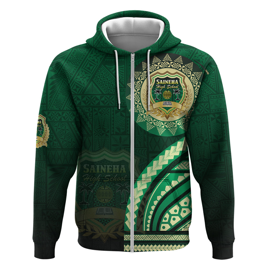 Saineha High School Zip Hoodie Ngatu and Polynesian Pattern