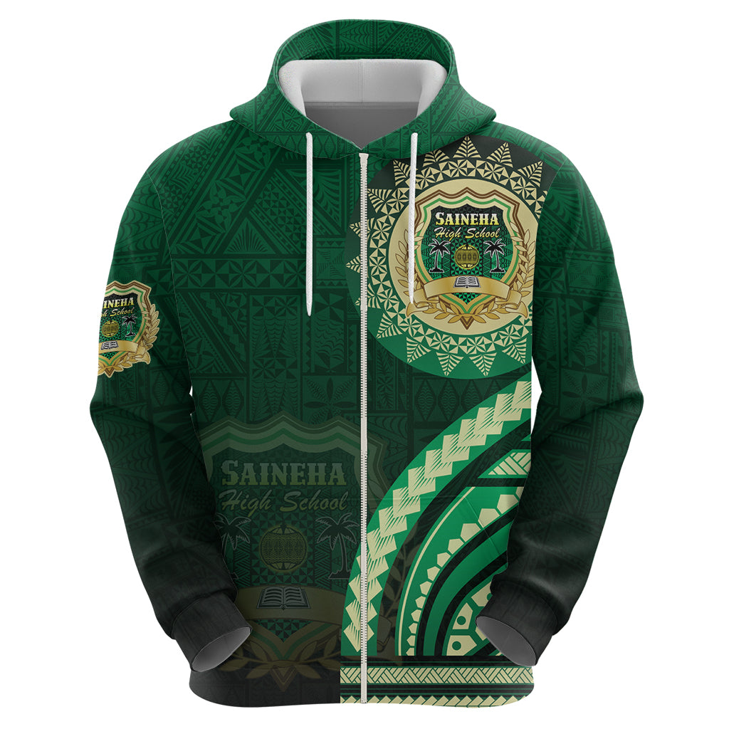 Saineha High School Zip Hoodie Ngatu and Polynesian Pattern