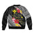 Aloha Hawaii Hibiscus and Plumeria Flowers Bomber Jacket Kanaka Maoli Tattoo Polynesian Pattern