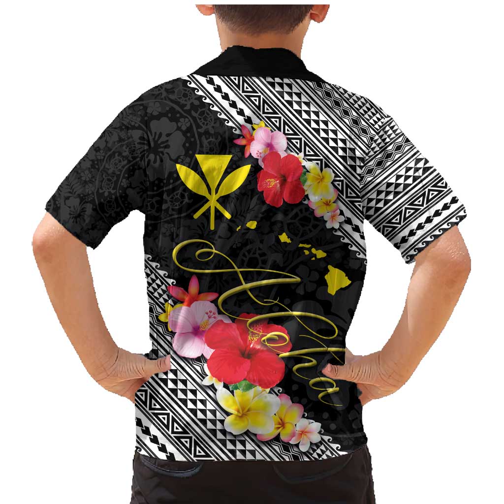 Aloha Hawaii Hibiscus and Plumeria Flowers Family Matching Mermaid Dress and Hawaiian Shirt Kanaka Maoli Tattoo Polynesian Pattern