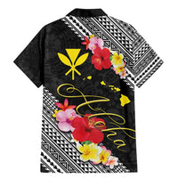Aloha Hawaii Hibiscus and Plumeria Flowers Family Matching Mermaid Dress and Hawaiian Shirt Kanaka Maoli Tattoo Polynesian Pattern