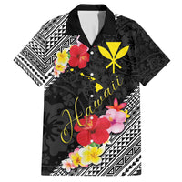 Aloha Hawaii Hibiscus and Plumeria Flowers Family Matching Puletasi and Hawaiian Shirt Kanaka Maoli Tattoo Polynesian Pattern