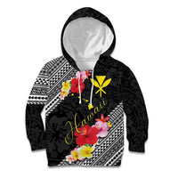 Aloha Hawaii Hibiscus and Plumeria Flowers Kid Hoodie Kanaka Maoli Tattoo Polynesian Pattern