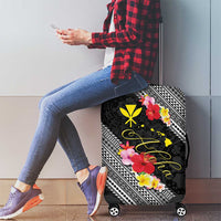 Aloha Hawaii Hibiscus and Plumeria Flowers Luggage Cover Kanaka Maoli Tattoo Polynesian Pattern