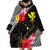 Aloha Hawaii Hibiscus and Plumeria Flowers Wearable Blanket Hoodie Kanaka Maoli Tattoo Polynesian Pattern