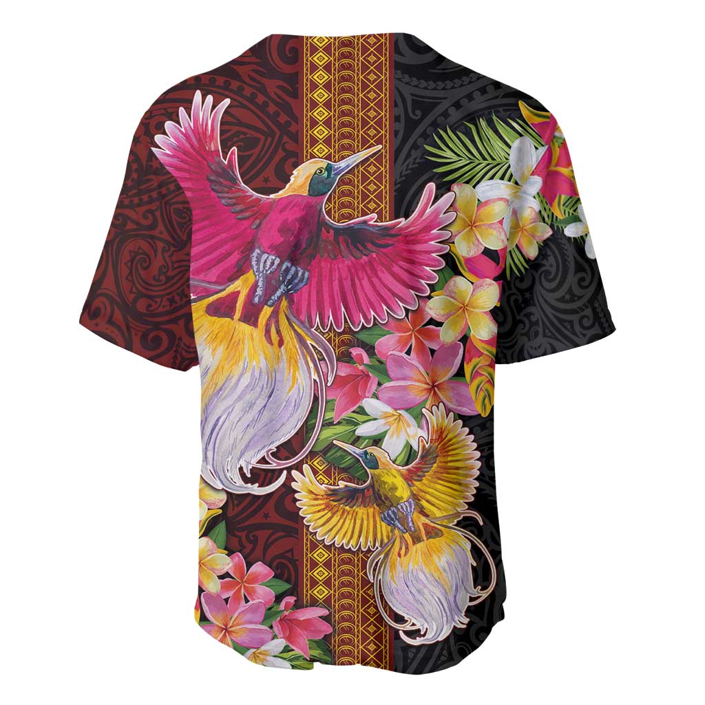 Papua New Guinea Birds and Frangipani Baseball Jersey Melanesian Art Tattoos - Polynesian Pride