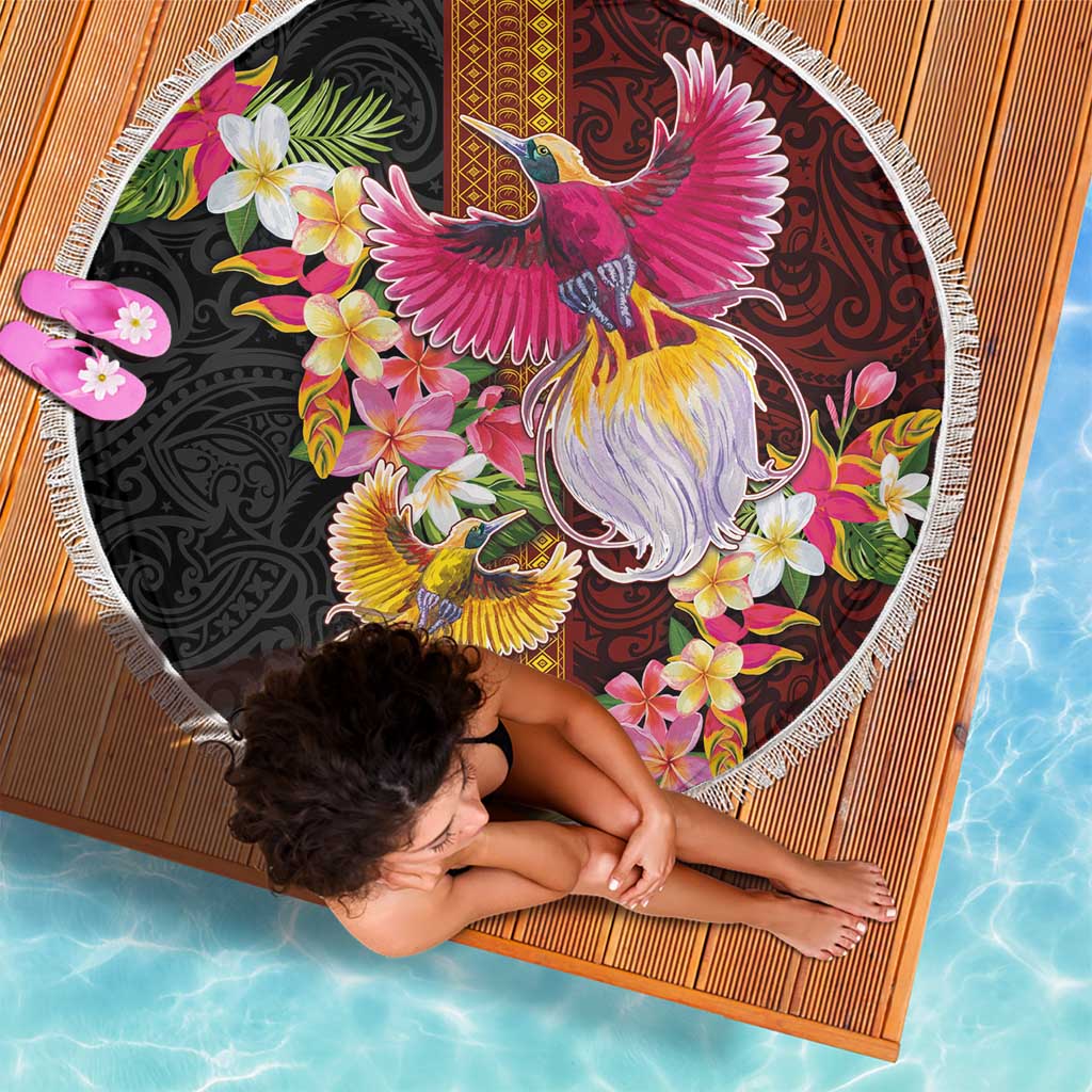 Papua New Guinea Birds and Frangipani Beach Blanket Melanesian Art Tattoos LT03 - Polynesian Pride