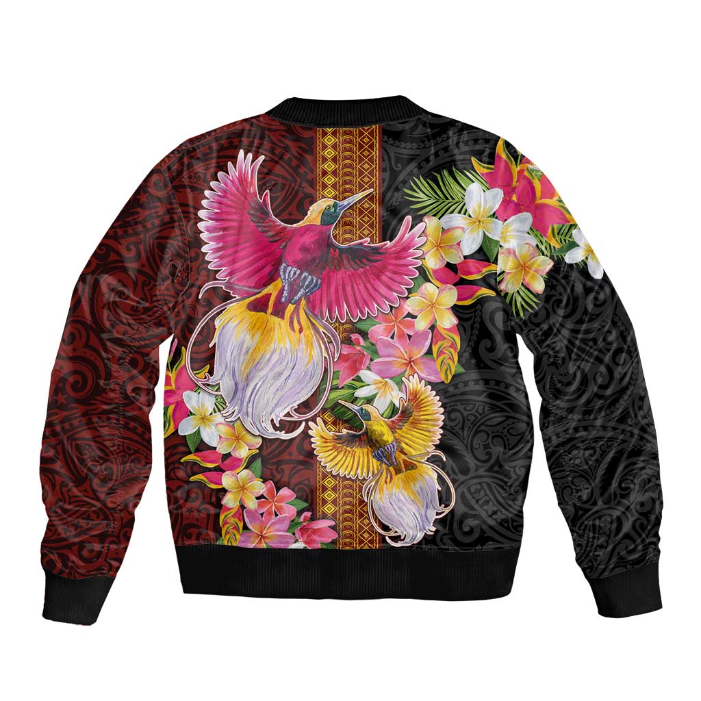 Papua New Guinea Birds and Frangipani Bomber Jacket Melanesian Art Tattoos - Polynesian Pride