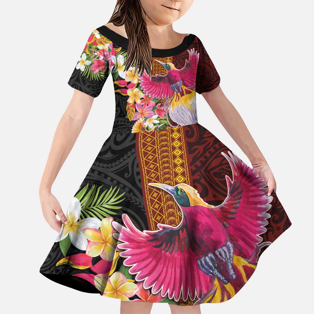 Papua New Guinea Birds and Frangipani Family Matching Puletasi and Hawaiian Shirt Melanesian Art Tattoos - Polynesian Pride