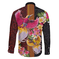 Papua New Guinea Birds and Frangipani Family Matching Summer Maxi Dress and Hawaiian Shirt Melanesian Art Tattoos - Polynesian Pride