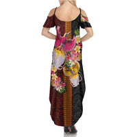 Papua New Guinea Birds and Frangipani Family Matching Summer Maxi Dress and Hawaiian Shirt Melanesian Art Tattoos - Polynesian Pride