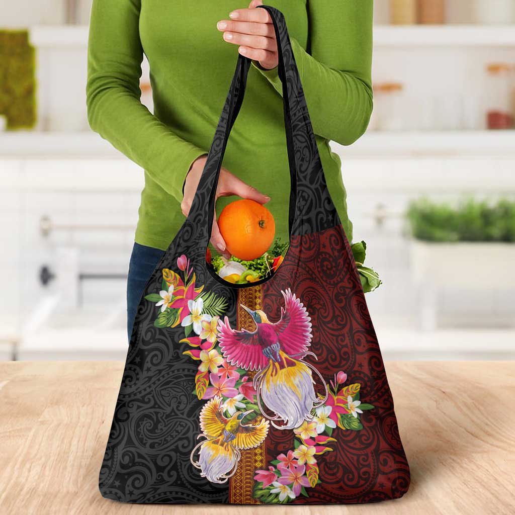 Papua New Guinea Birds and Frangipani Grocery Bag Melanesian Art Tattoos LT03 - Polynesian Pride