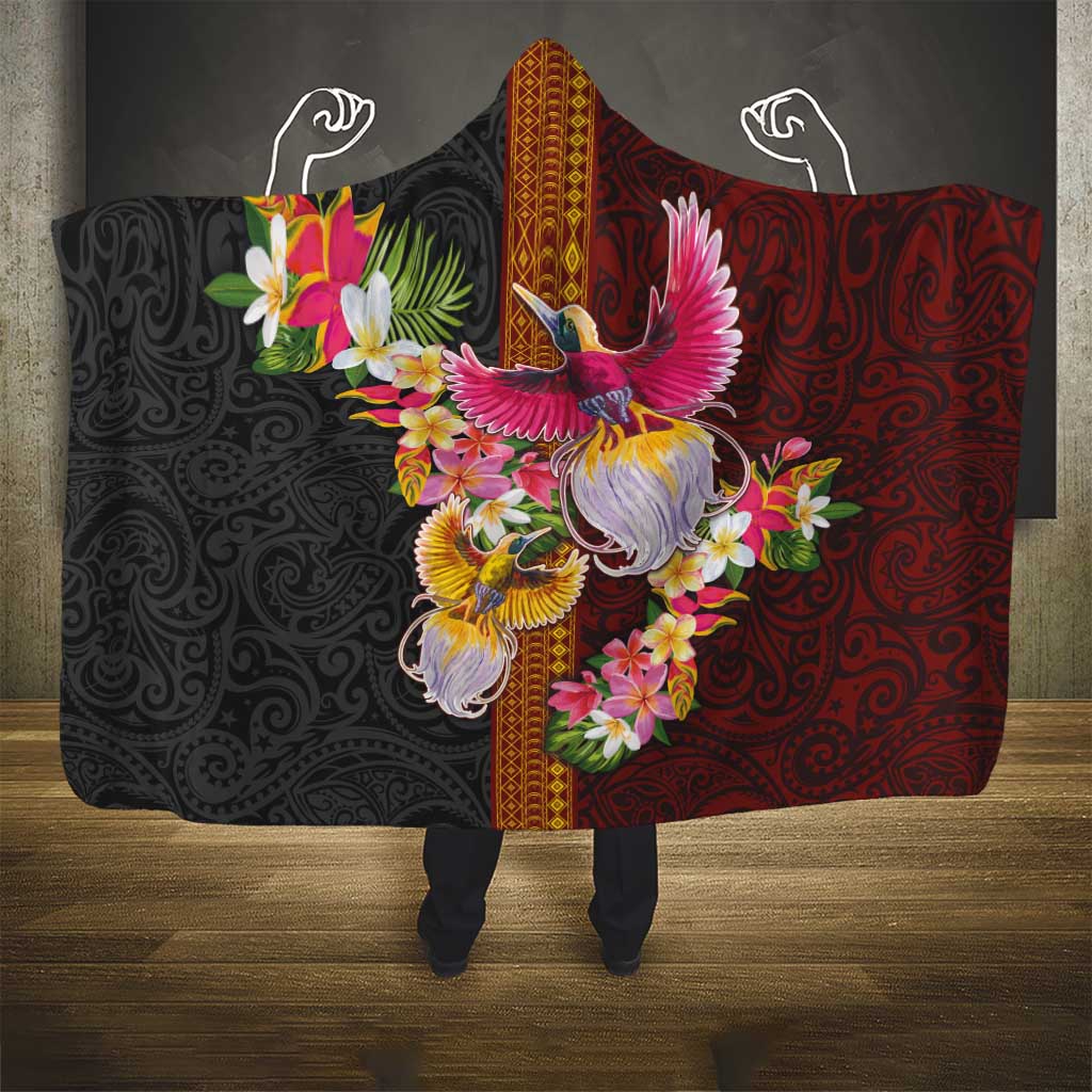 Papua New Guinea Birds and Frangipani Hooded Blanket Melanesian Art Tattoos - Polynesian Pride