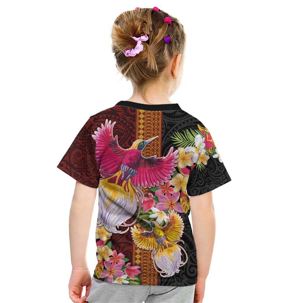 Papua New Guinea Birds and Frangipani Kid T Shirt Melanesian Art Tattoos - Polynesian Pride