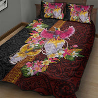 Papua New Guinea Birds and Frangipani Quilt Bed Set Melanesian Art Tattoos - Polynesian Pride