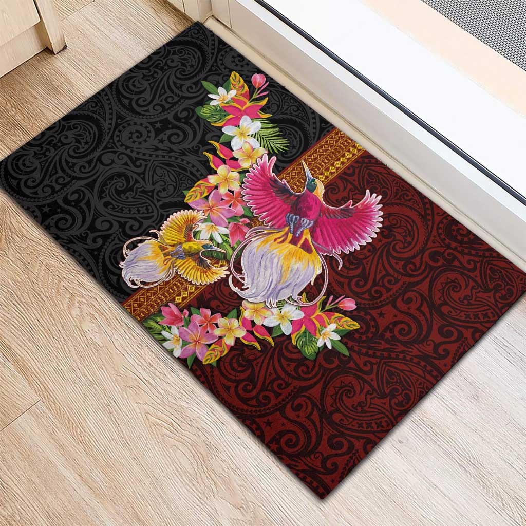 Papua New Guinea Birds and Frangipani Rubber Doormat Melanesian Art Tattoos LT03 - Polynesian Pride
