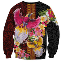 Papua New Guinea Birds and Frangipani Sweatshirt Melanesian Art Tattoos LT03 - Polynesian Pride