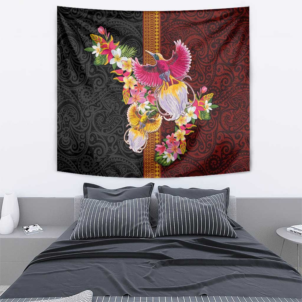 Papua New Guinea Birds and Frangipani Tapestry Melanesian Art Tattoos - Polynesian Pride