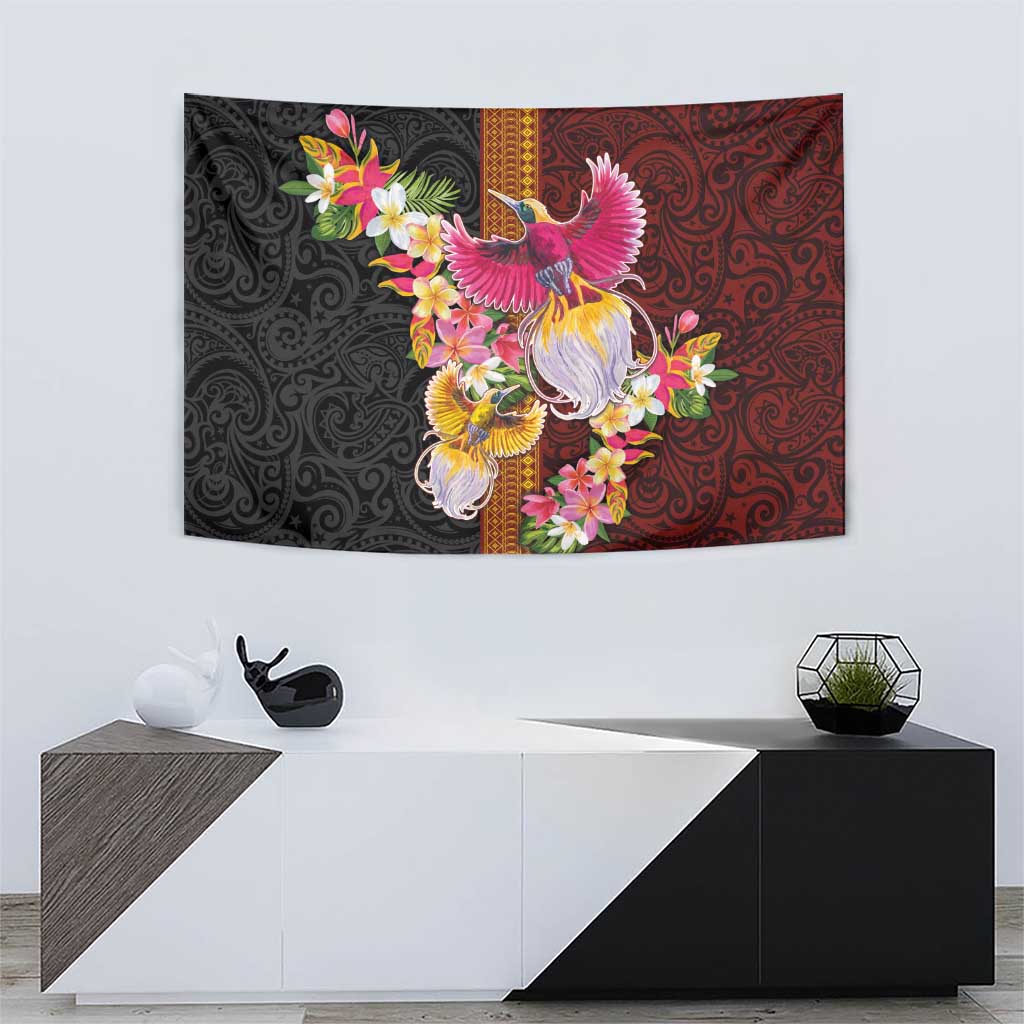 Papua New Guinea Birds and Frangipani Tapestry Melanesian Art Tattoos - Polynesian Pride