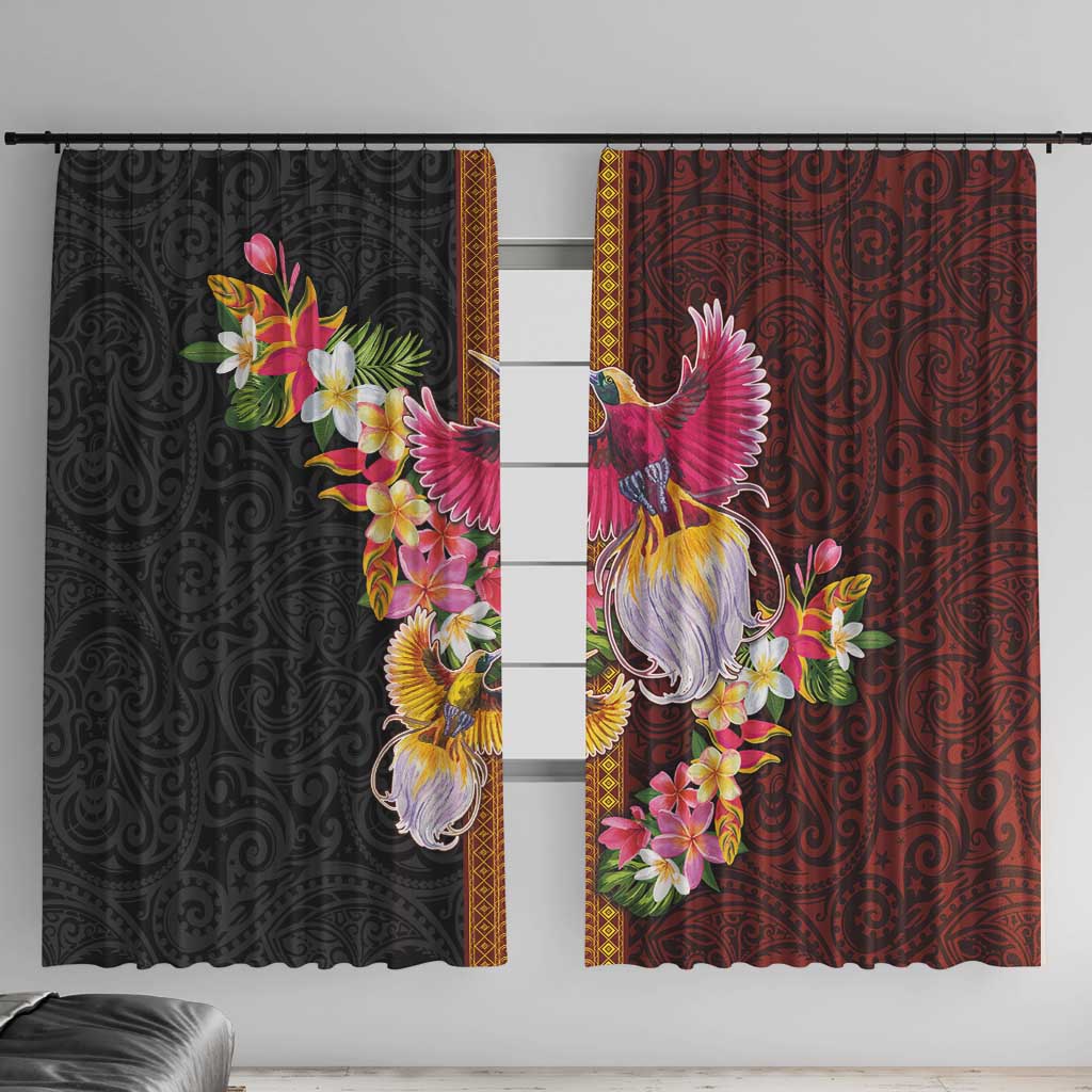 Papua New Guinea Birds and Frangipani Window Curtain Melanesian Art Tattoos - Polynesian Pride