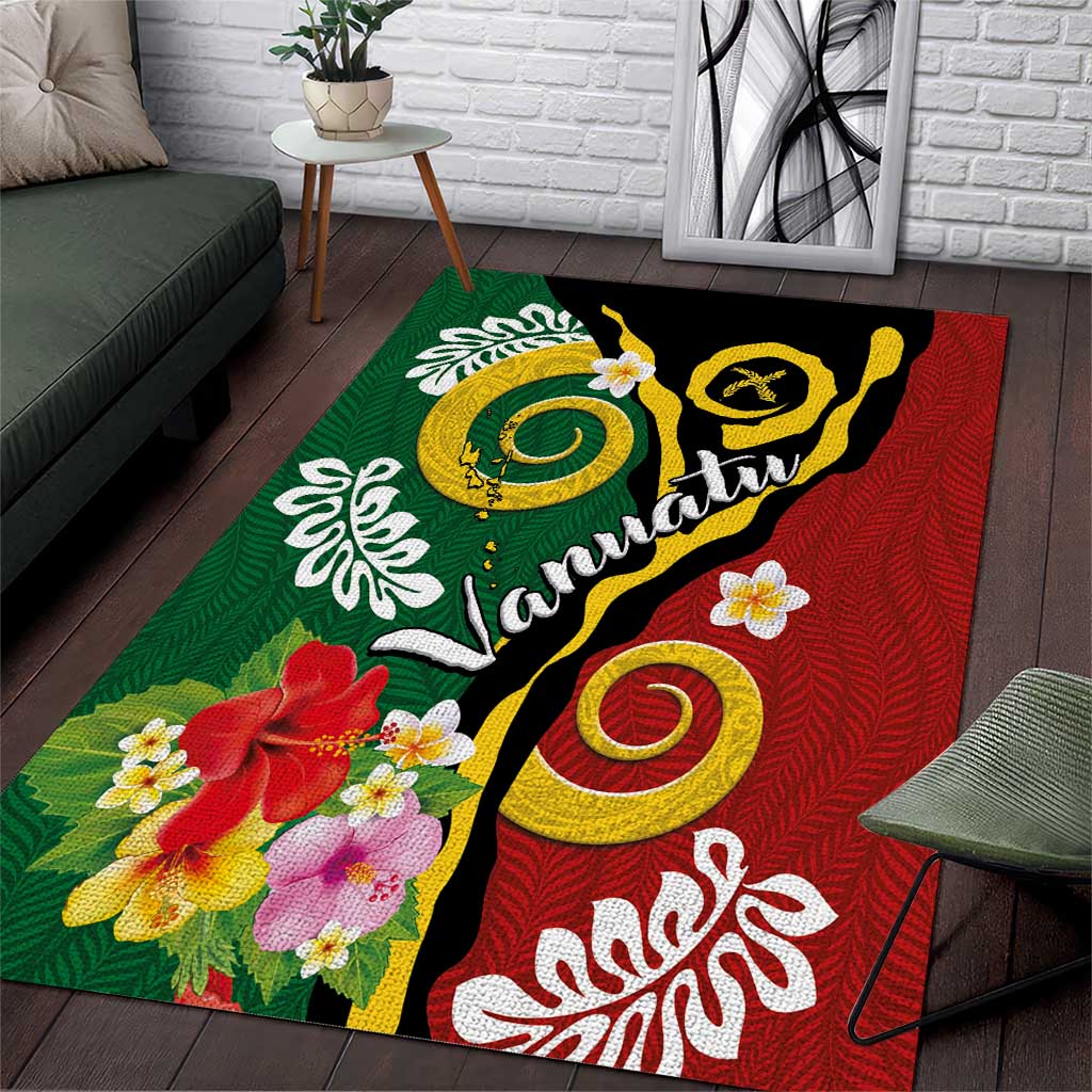 Melanesian Vanuatu Tribal Boar Tusk Area Rug Tropical Plants and Namele Motifs - Polynesian Pride