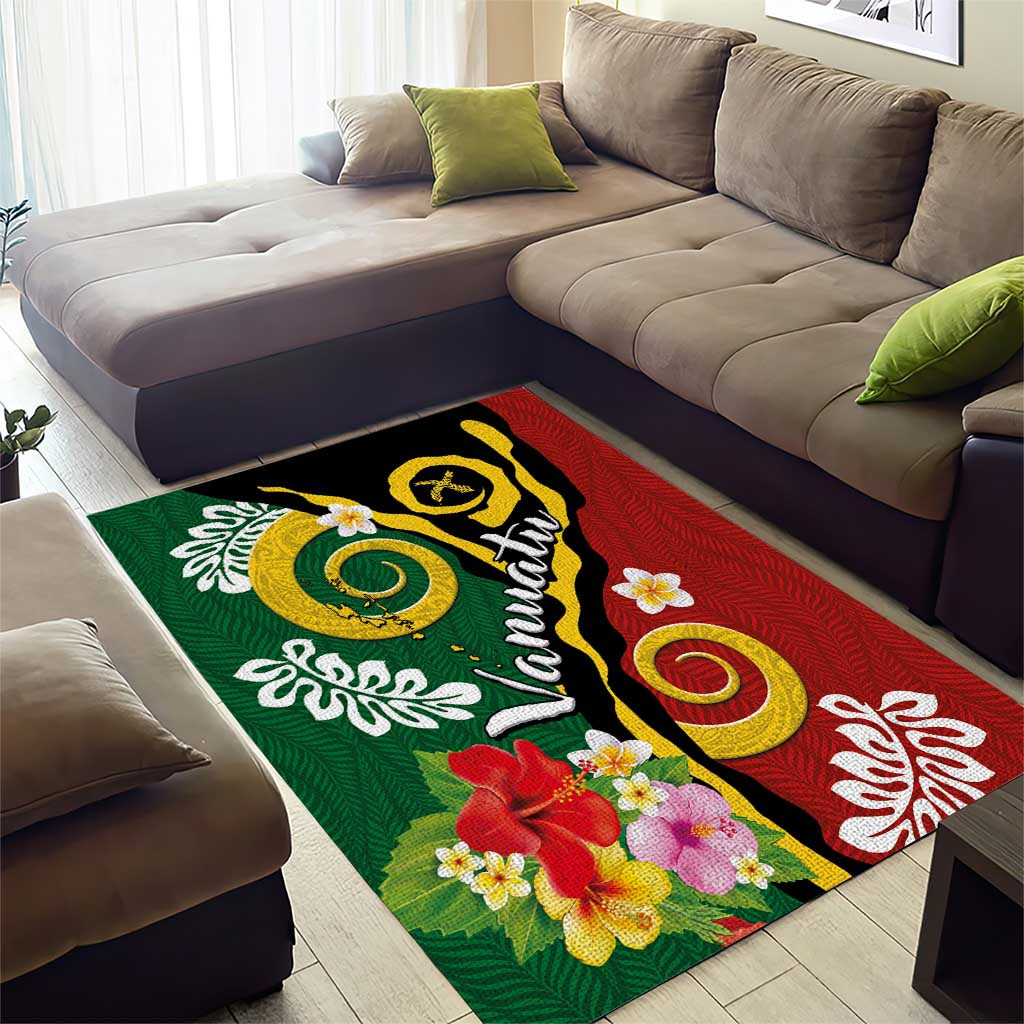 Melanesian Vanuatu Tribal Boar Tusk Area Rug Tropical Plants and Namele Motifs - Polynesian Pride