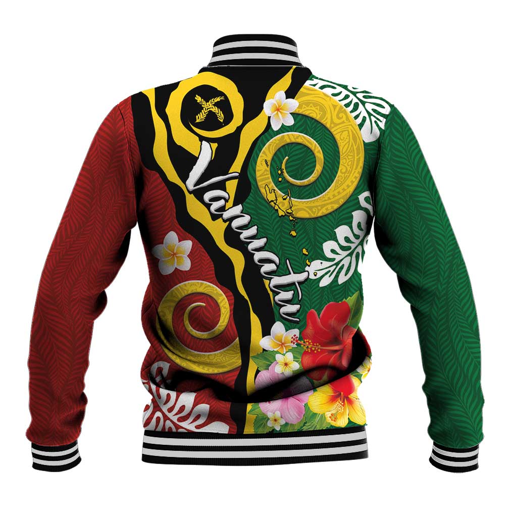 Melanesian Vanuatu Tribal Boar Tusk Baseball Jacket Tropical Plants and Namele Motifs LT03 - Polynesian Pride
