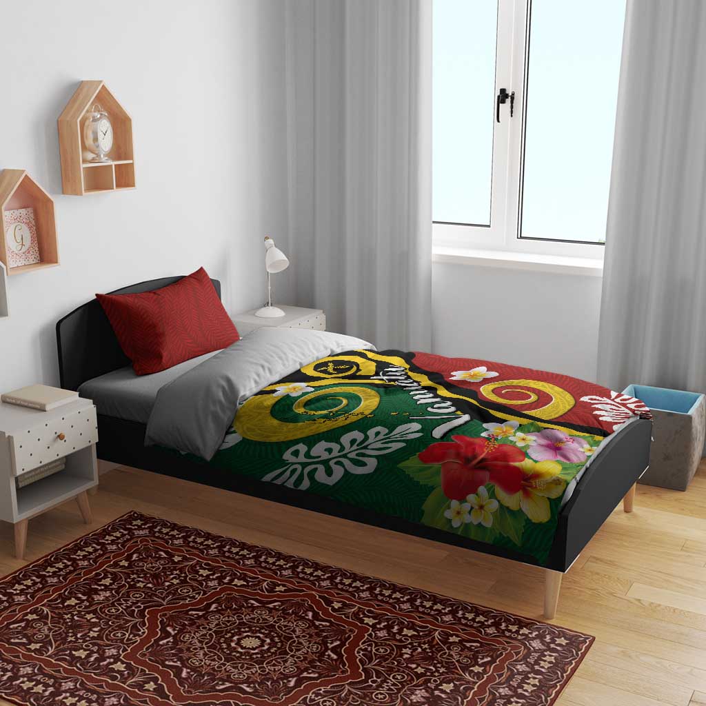 Melanesian Vanuatu Tribal Boar Tusk Bedding Set Tropical Plants and Namele Motifs - Polynesian Pride