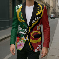 Melanesian Vanuatu Tribal Boar Tusk Blazer Tropical Plants and Namele Motifs LT03 - Polynesian Pride