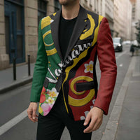 Melanesian Vanuatu Tribal Boar Tusk Blazer Tropical Plants and Namele Motifs LT03 - Polynesian Pride