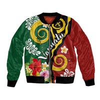 Melanesian Vanuatu Tribal Boar Tusk Bomber Jacket Tropical Plants and Namele Motifs - Polynesian Pride