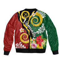 Melanesian Vanuatu Tribal Boar Tusk Bomber Jacket Tropical Plants and Namele Motifs - Polynesian Pride