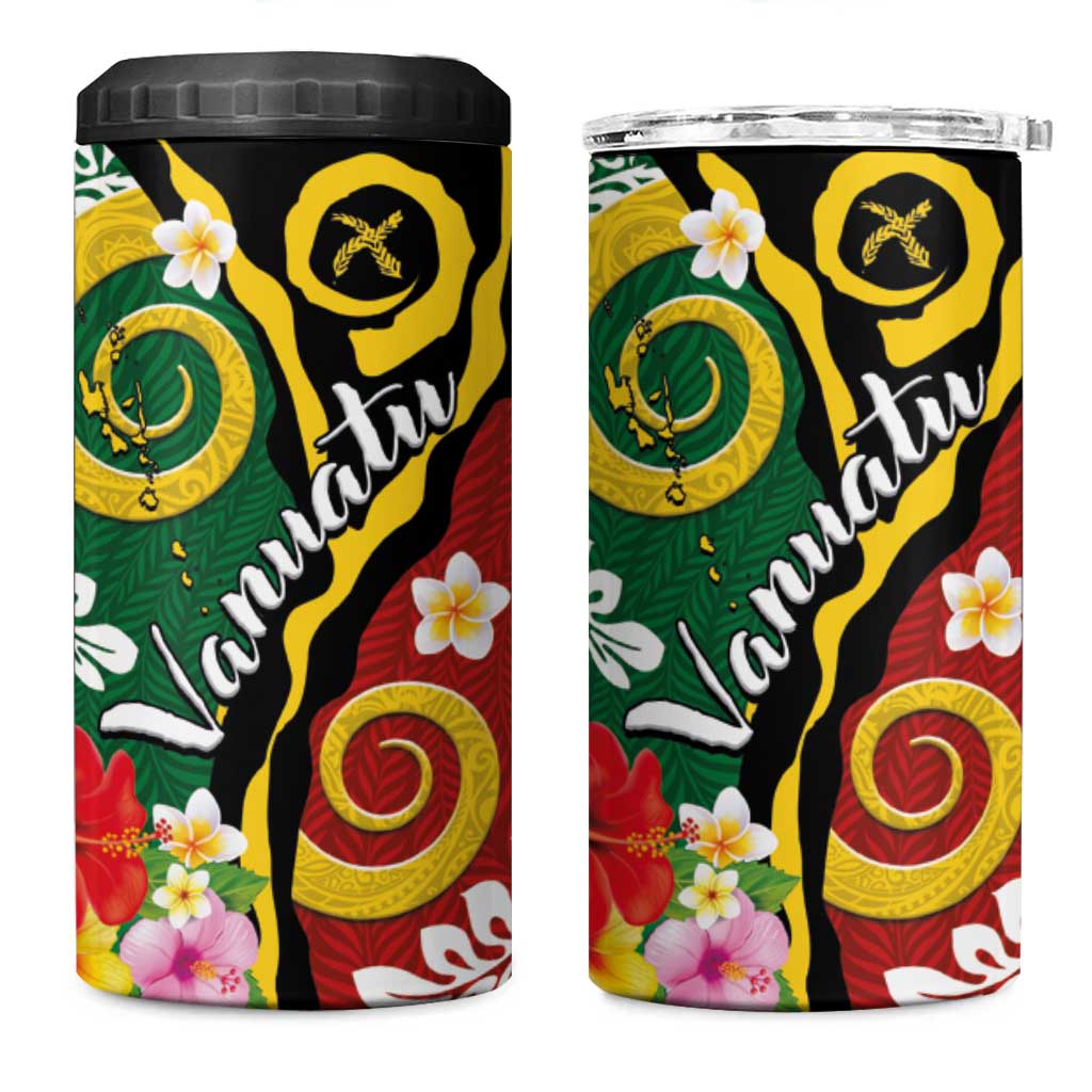 Melanesian Vanuatu Tribal Boar Tusk 4 in 1 Can Cooler Tumbler Tropical Plants and Namele Motifs LT03 One Size: 16 oz Green - Polynesian Pride