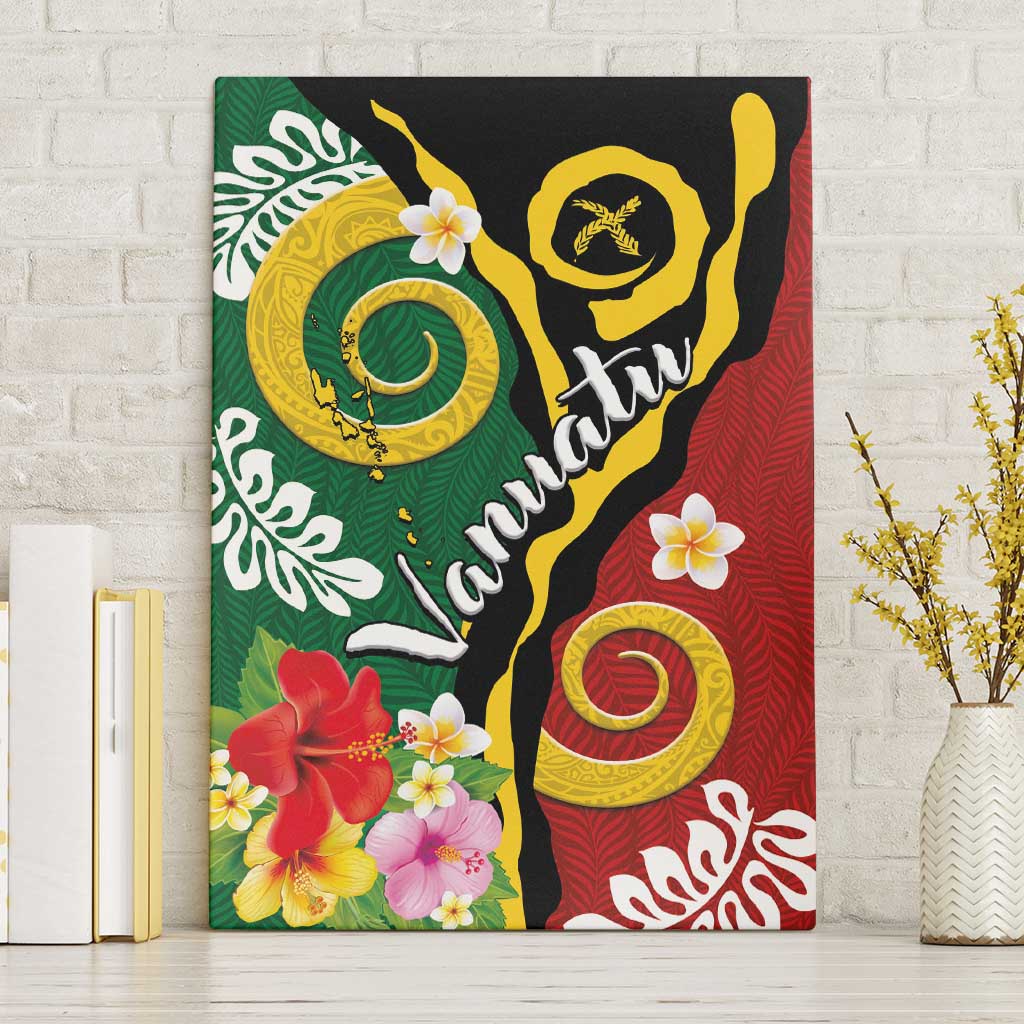Melanesian Vanuatu Tribal Boar Tusk Canvas Wall Art Tropical Plants and Namele Motifs LT03 Without Frame Green - Polynesian Pride