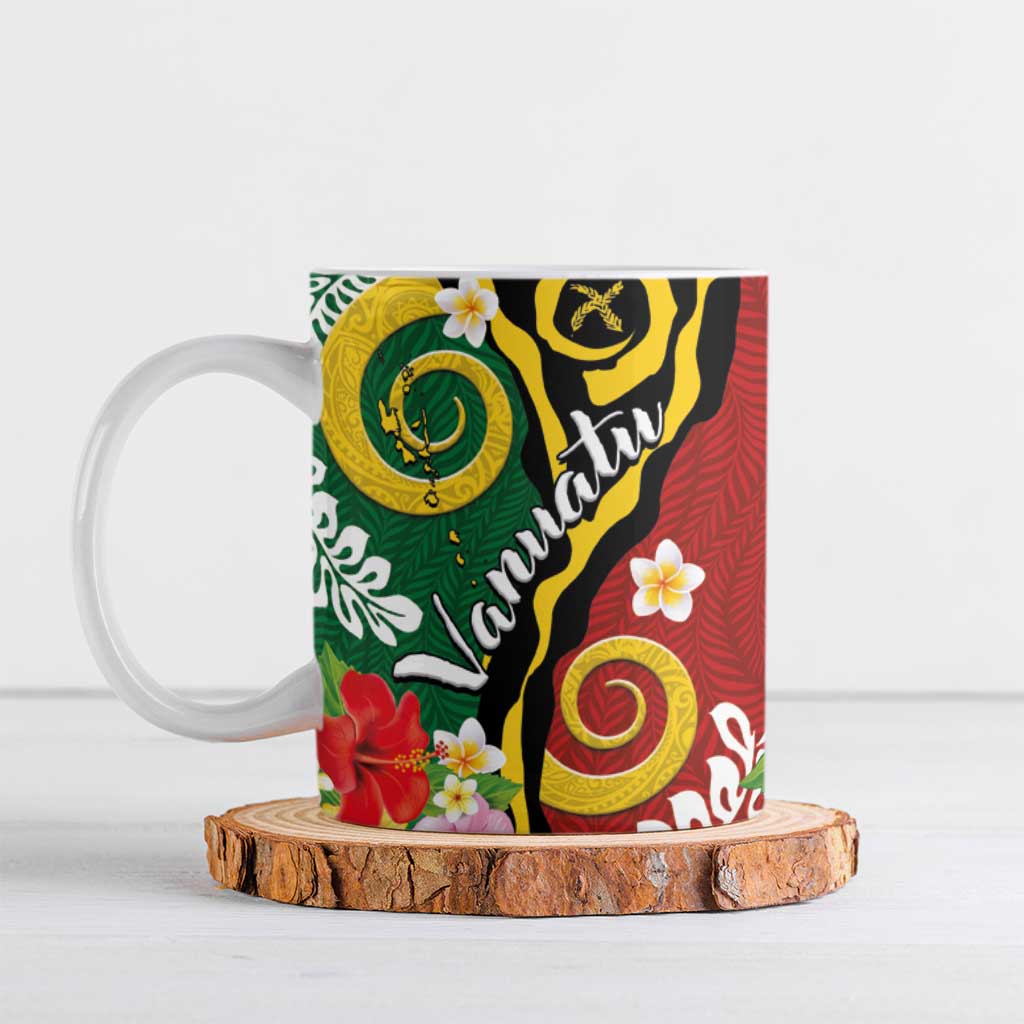 Melanesian Vanuatu Tribal Boar Tusk Ceramic Mug Tropical Plants and Namele Motifs LT03 Green - Polynesian Pride