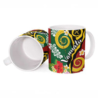 Melanesian Vanuatu Tribal Boar Tusk Ceramic Mug Tropical Plants and Namele Motifs LT03 - Polynesian Pride