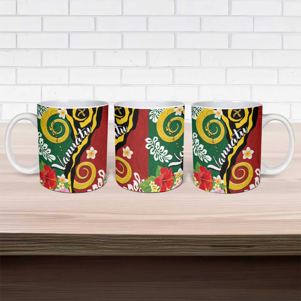 Melanesian Vanuatu Tribal Boar Tusk Ceramic Mug Tropical Plants and Namele Motifs LT03 - Polynesian Pride