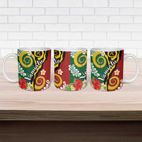 Melanesian Vanuatu Tribal Boar Tusk Ceramic Mug Tropical Plants and Namele Motifs LT03 - Polynesian Pride