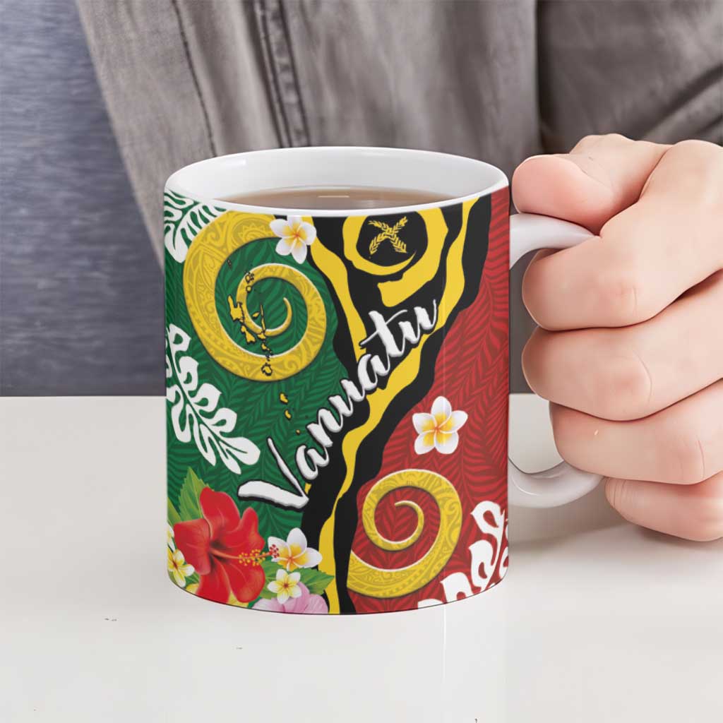 Melanesian Vanuatu Tribal Boar Tusk Ceramic Mug Tropical Plants and Namele Motifs LT03 - Polynesian Pride