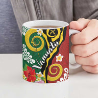Melanesian Vanuatu Tribal Boar Tusk Ceramic Mug Tropical Plants and Namele Motifs LT03 - Polynesian Pride
