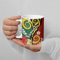 Melanesian Vanuatu Tribal Boar Tusk Ceramic Mug Tropical Plants and Namele Motifs LT03 - Polynesian Pride