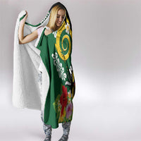 Melanesian Vanuatu Tribal Boar Tusk Hooded Blanket Tropical Plants and Namele Motifs - Polynesian Pride