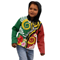 Melanesian Vanuatu Tribal Boar Tusk Kid Hoodie Tropical Plants and Namele Motifs - Polynesian Pride