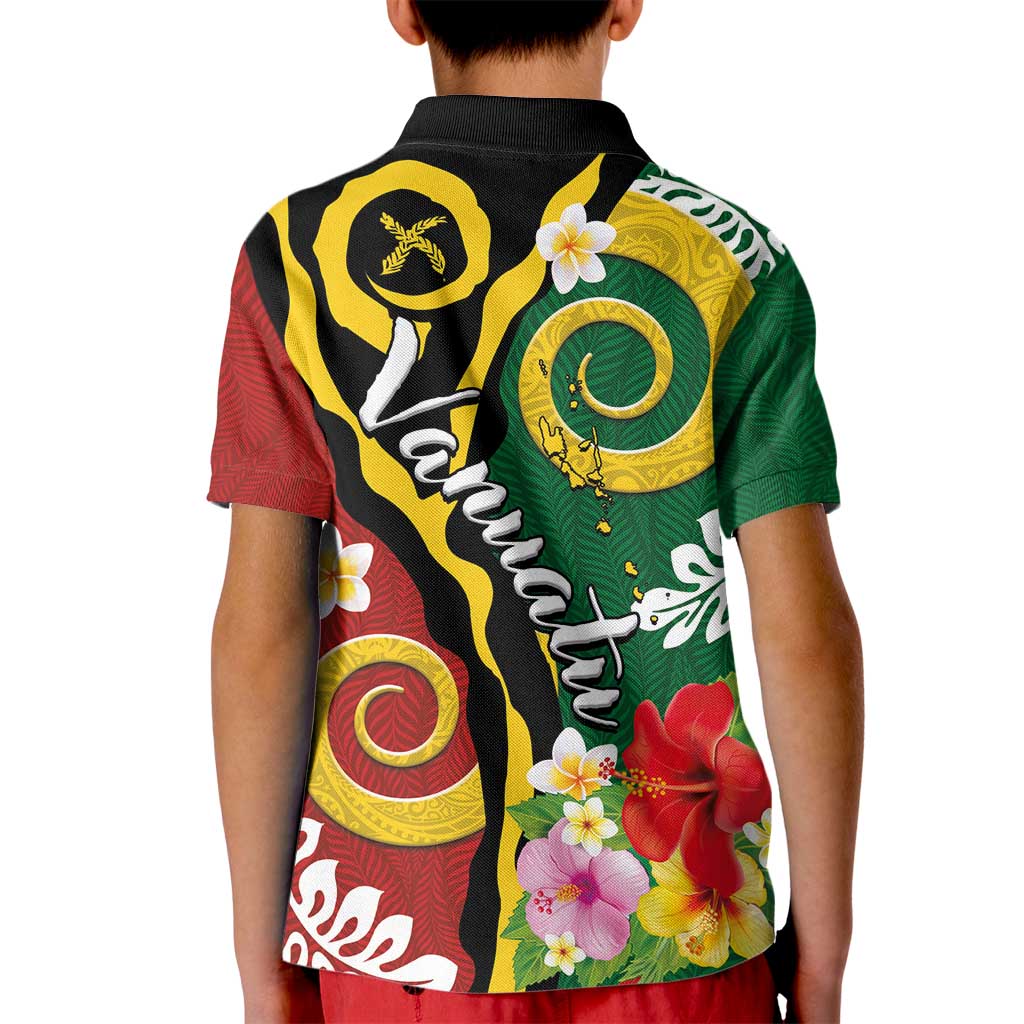 Melanesian Vanuatu Tribal Boar Tusk Kid Polo Shirt Tropical Plants and Namele Motifs - Polynesian Pride
