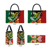 Melanesian Vanuatu Tribal Boar Tusk Leather Bag Tropical Plants and Namele Motifs - Polynesian Pride