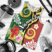 Melanesian Vanuatu Tribal Boar Tusk Men Tank Top Tropical Plants and Namele Motifs LT03 - Polynesian Pride