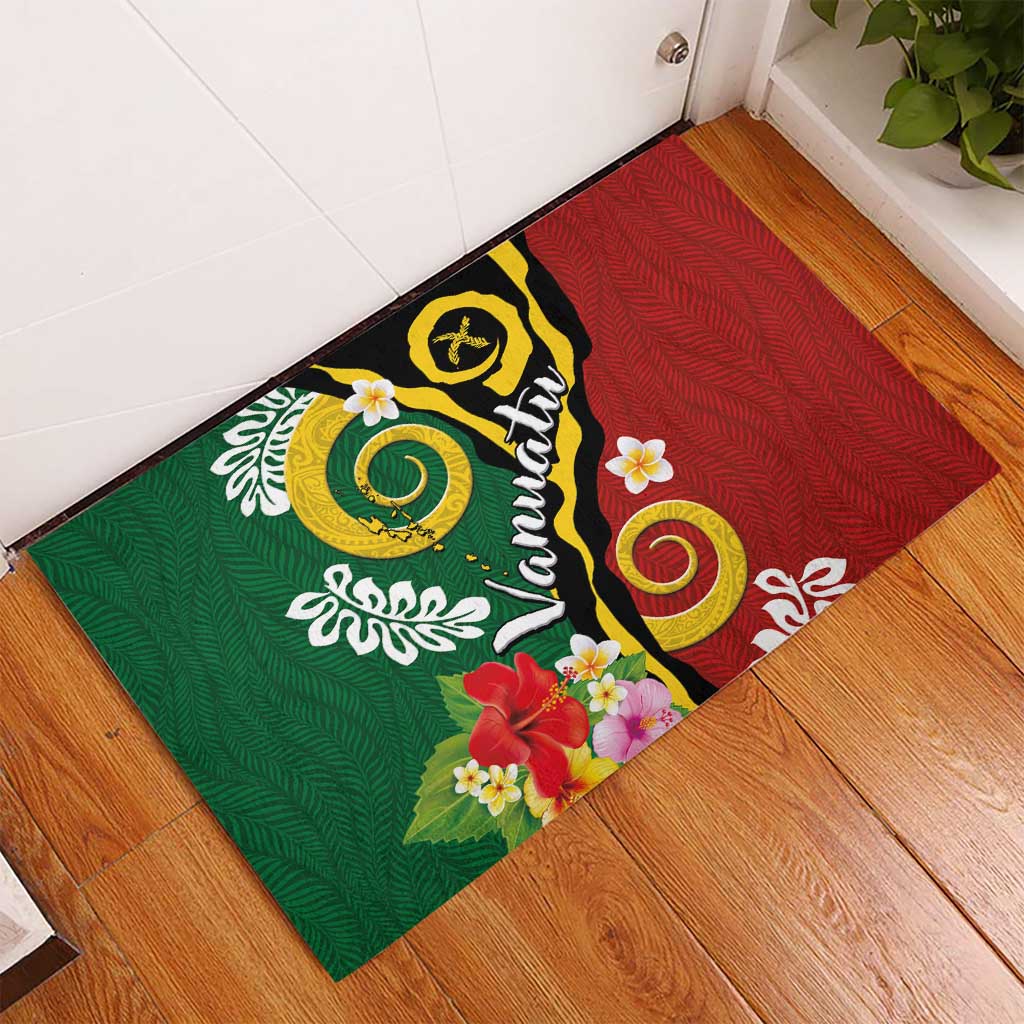 Melanesian Vanuatu Tribal Boar Tusk Rubber Doormat Tropical Plants and Namele Motifs LT03 - Polynesian Pride