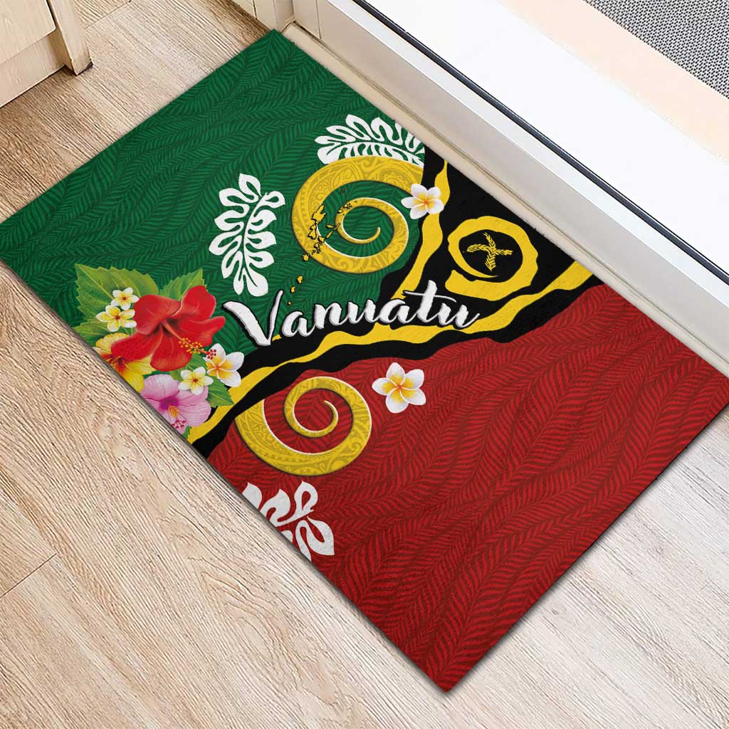 Melanesian Vanuatu Tribal Boar Tusk Rubber Doormat Tropical Plants and Namele Motifs LT03 - Polynesian Pride