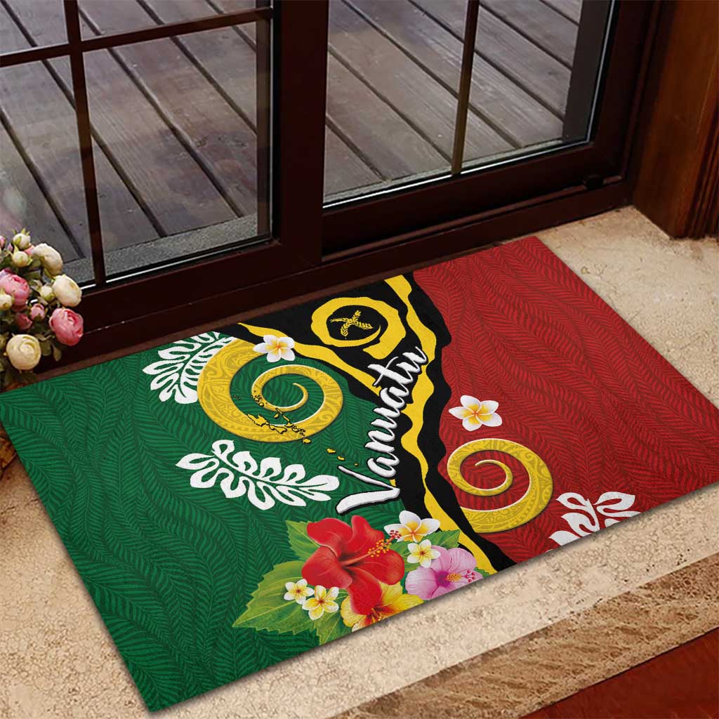 Melanesian Vanuatu Tribal Boar Tusk Rubber Doormat Tropical Plants and Namele Motifs LT03 - Polynesian Pride